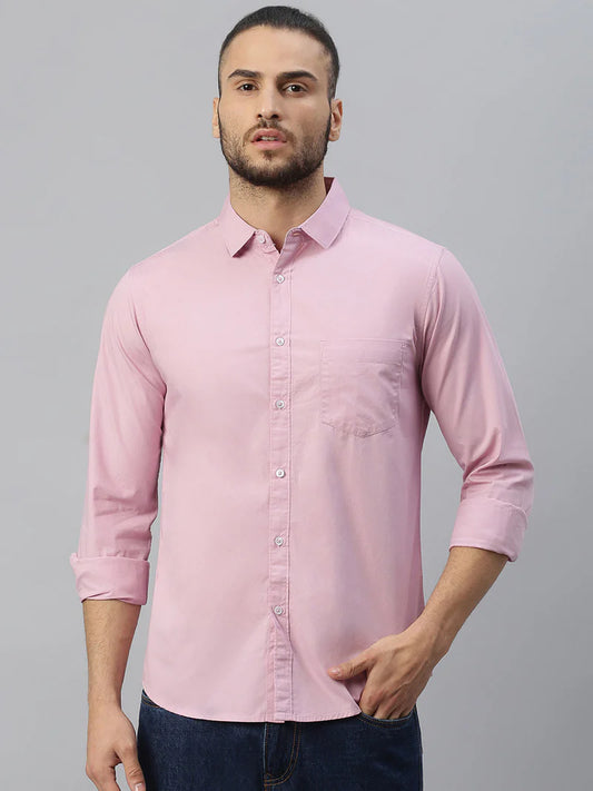 Men’s Cotton Mauve Slim Fit Solid Casual Shirt – MADOXX