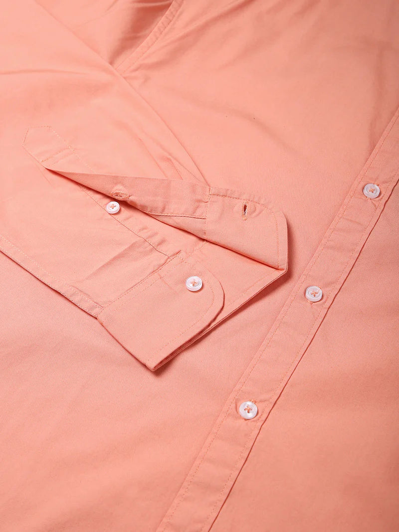 Men’s Cotton Coral Slim Fit Solid Casual Shirt – MADOXX