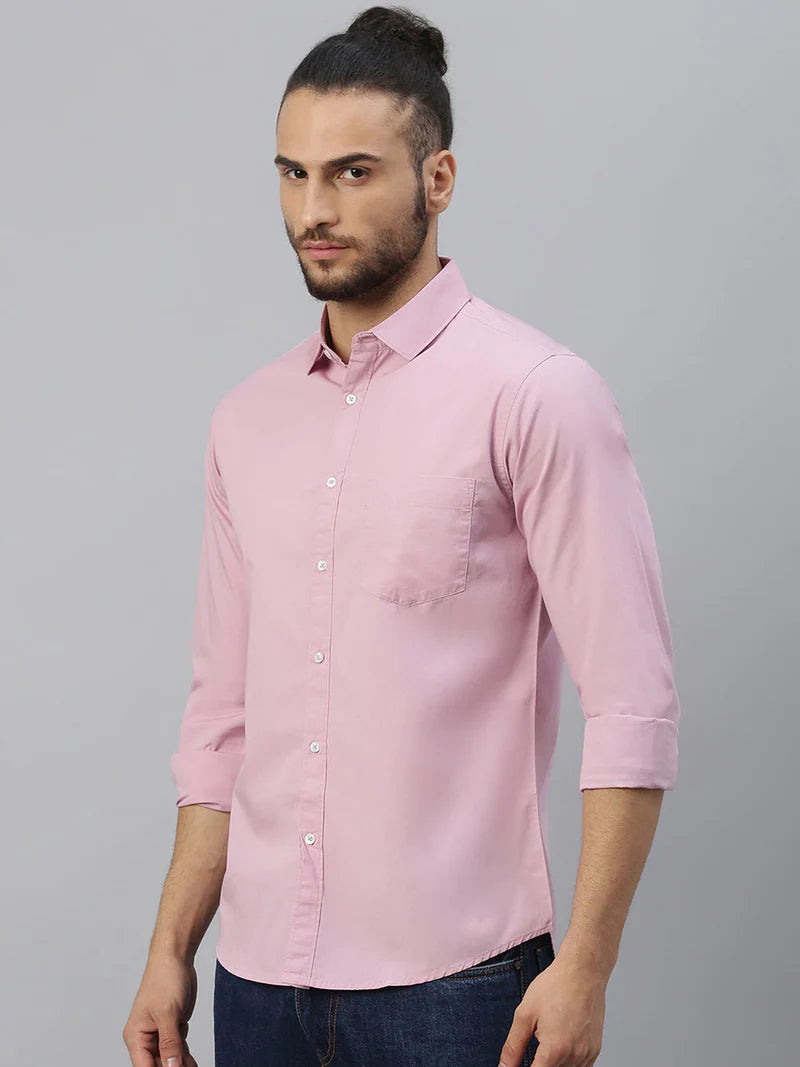 Men’s Cotton Mauve Slim Fit Solid Casual Shirt – MADOXX