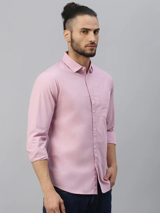 Men’s Cotton Mauve Slim Fit Solid Casual Shirt – MADOXX