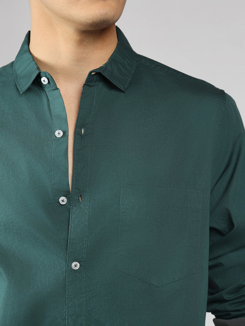 Men’s Cotton Peacock Slim Fit Solid Casual Shirt – MADOXX