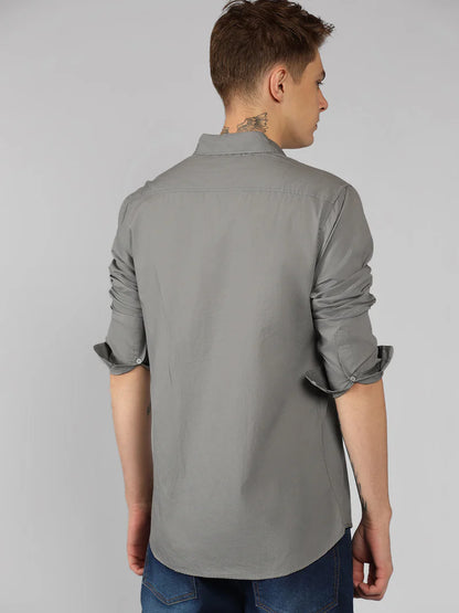 Men’s Cotton Slate Slim Fit Solid Casual Shirt – MADOXX